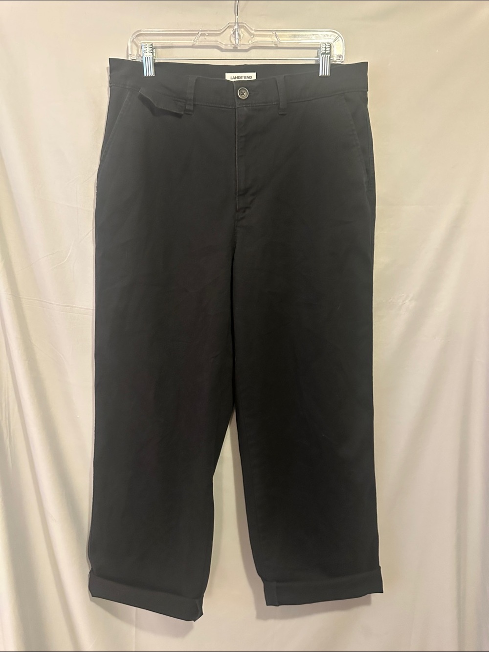 Lands' End Black Straight-Leg Chino Pants